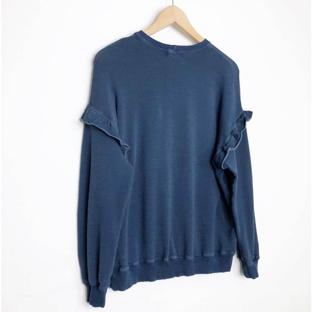 Monrow Blue Ruffled shoulder Sweatshirt - Picture 9 of 10